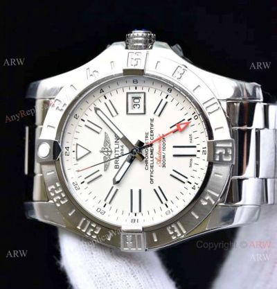 Copy Breitling Avenger II GMT Swiss 2836 Watch Stainless Steel White Dial